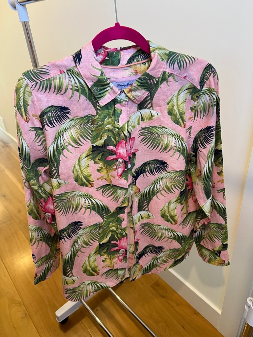 Tommy Bahama Pink Floral Palm Camp Shirt